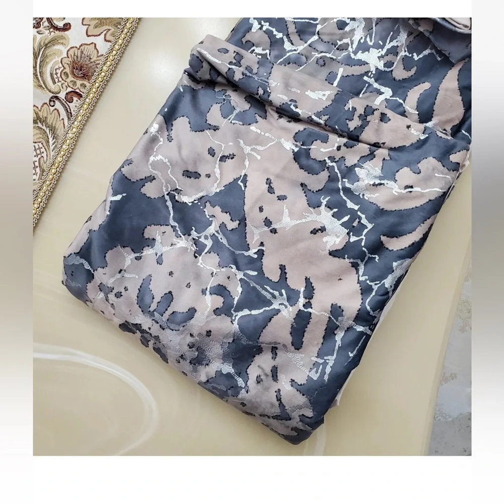 Callisto Home Velvet Metallic Foil King Size 3 Piece Luxury Duvet Cover Set New